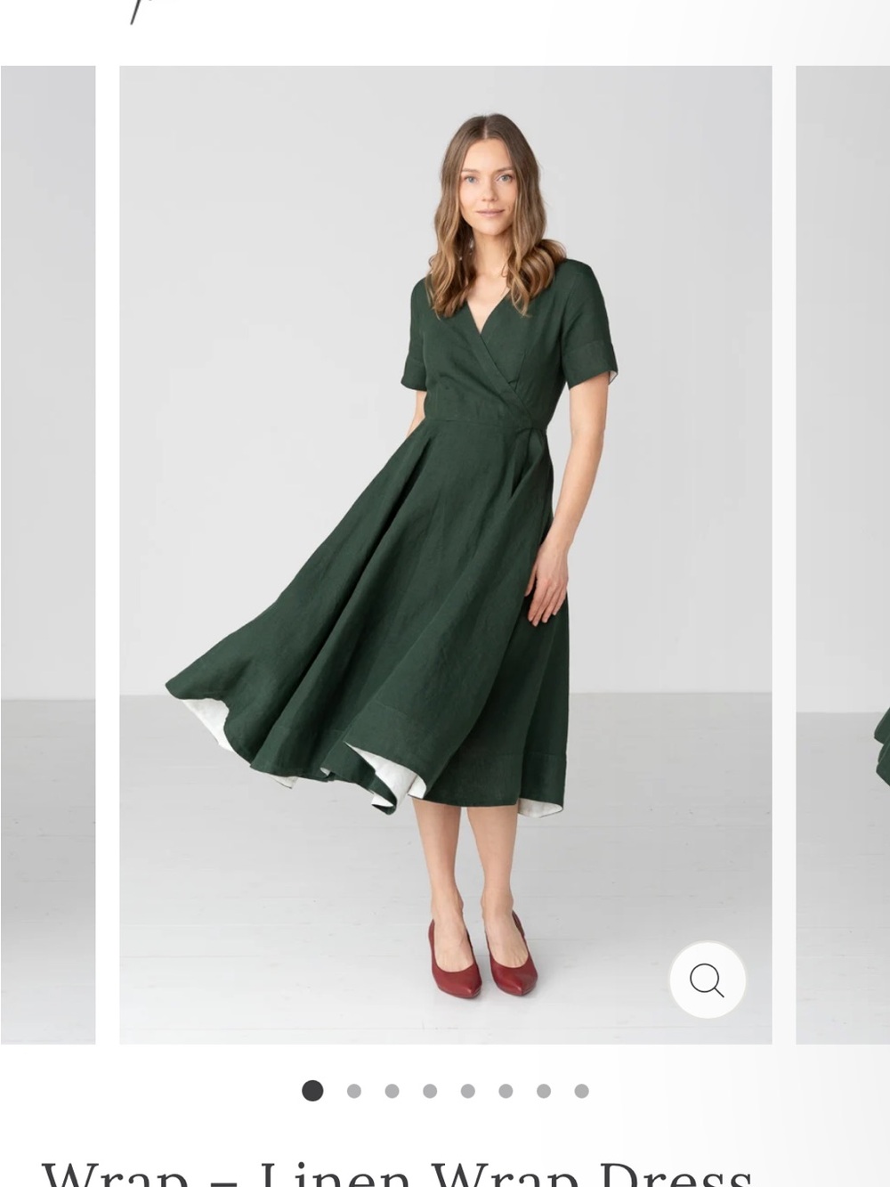 Son de flor evergreen linen wrap dress